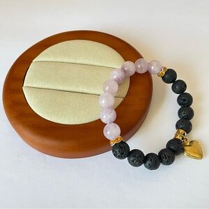 Natural Lava Rock Stone Stretch Bracelet